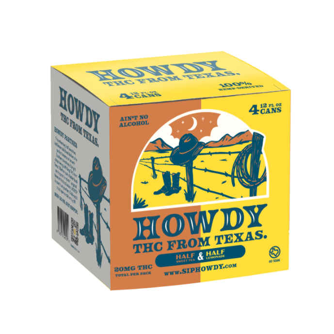 Howdy 5mg THC Half Lemonade and Half Sweet Tea 4 Pack